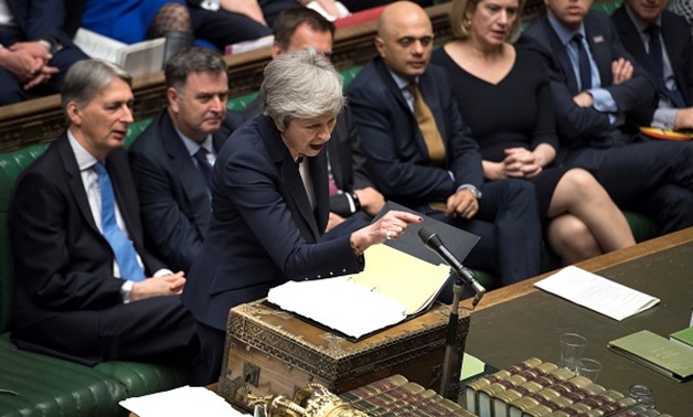 British Prime Minister Theresa May speaks at the House of Commons as she faces a vote on alternative Brexit options in London, Britain March 27, 2019. ©UK Parliament/Jessica Taylor/Handout via REUTERS ATTENTION EDITORS - THIS IMAGE WAS PROVIDED BY A THIRD