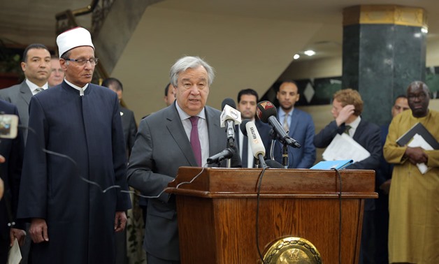 United Nations Secretary-General António Guterres speaks at Al-Azhar Mosque in Cairo - Courtesy of the UN/Mahmoud Abd El-Latiff