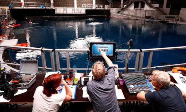 Director and technicians work in the underwater cinema studio "Lites" in the Brussels suburb of Vilvoorde, Belgium, January 29, 2019. REUTERS/Francois Lenoir