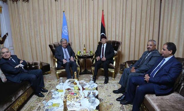 Libya’s Parliament Speaker Aguila Saleh with UN Secretary-General Antonio Guterres – (AFP/Ozan Kose)