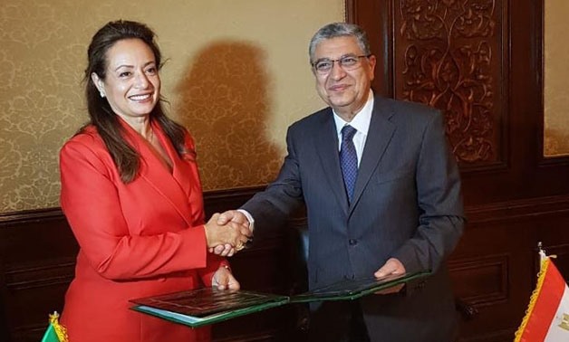 African Union Commissioner for Infrastructure and Energy, H.E. Dr. Amani Abou-Zeid and the Egyptian Minister of Electricity and Renewable Energy, H.E. Dr. Mohamed Shaker El Markabi  - Press photo