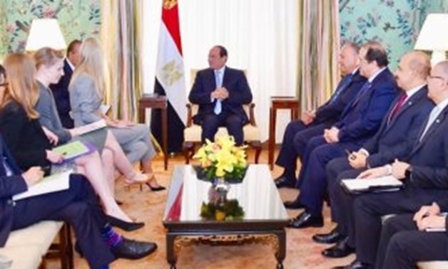 President Abdel Fatah al-Sisi during his meeting with US President Donald Trump’s Advisor, Ivanka Trump in Washington - Press Photo