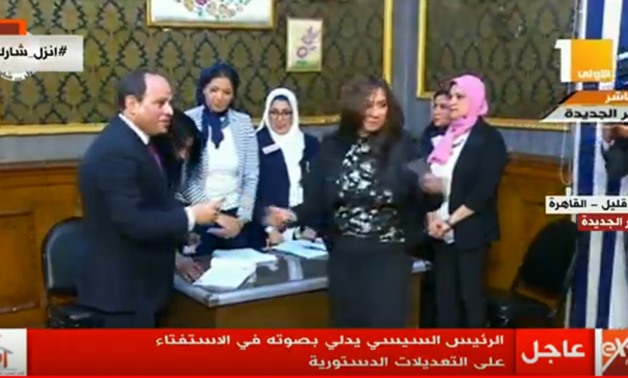 President Abdel Fatal al-Sisi has cast his vote Saturday in the referendum on a set of proposed constitutional amendments on the first voting day in Egypt - TV Screenshot