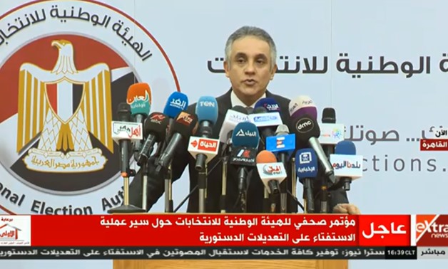 Spokesperson of the National Elections Authority (NEA) Mahmoud el-Sherif during press confrance, Monday April 22