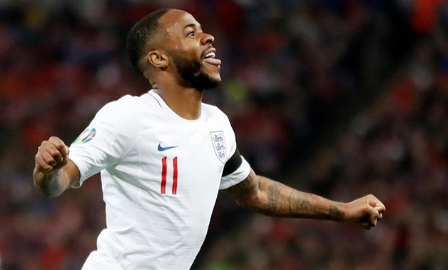 Soccer Football - Euro 2020 Qualifier - Group A - England v Czech Republic - Wembley Stadium, London, Britain - March 22, 2019 England's Raheem Sterling celebrates scoring their fourth goal and completing a hat-trick Action Images via Reuters/Carl Recine
