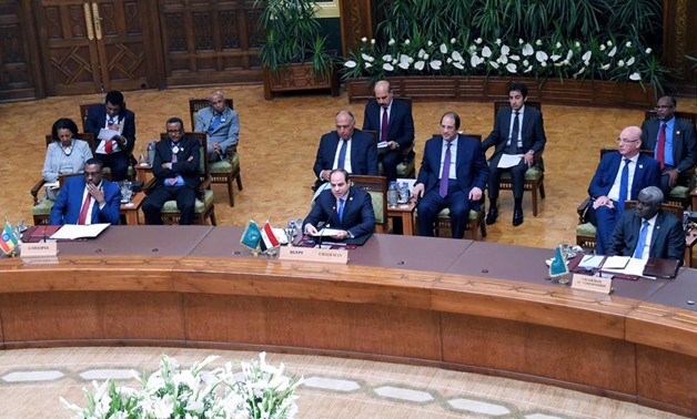 President Abdel Fatah al-Sisi chairing the African summit on Sudan in Cairo, Egypt. April 23, 2019. Press Photo 