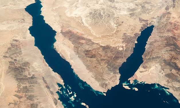 Sinai between the two gulfs of Suez (L) and Aqaba (R) - Image courtesy of the NASA Johnson Space Center, Image Science & Analysis Laboratory