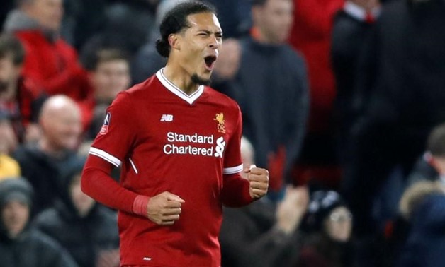 Soccer Football - FA Cup Third Round - Liverpool vs Everton - Anfield, Liverpool, Britain - January 5, 2018 Liverpool’s Virgil van Dijk celebrates at the end of the match Action Images via Reuters/Carl Recine
