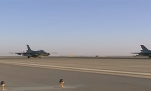 The Egyptian air forces, in cooperation with the Libyan armed forces, launched six intensive airstrikes on terrorists in Libya’s Derna - Screenshot from the official Army's footage