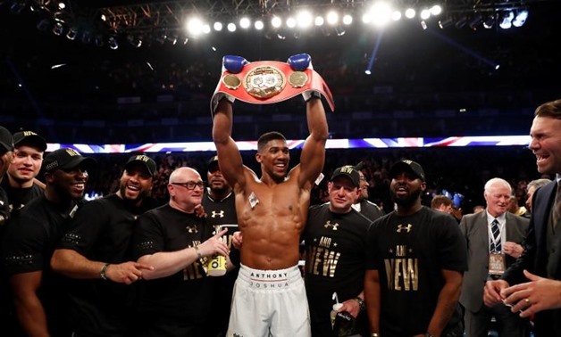 Boxing - Charles Martin v Anthony Joshua IBF Heavyweight Title - O2 Arena, London - 9/4/16 Anthony Joshua celebrates his win Action Images via Reuters 