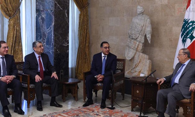 Egypt's Prime Minster meets with Lebanese President Michel Aoun- press photo