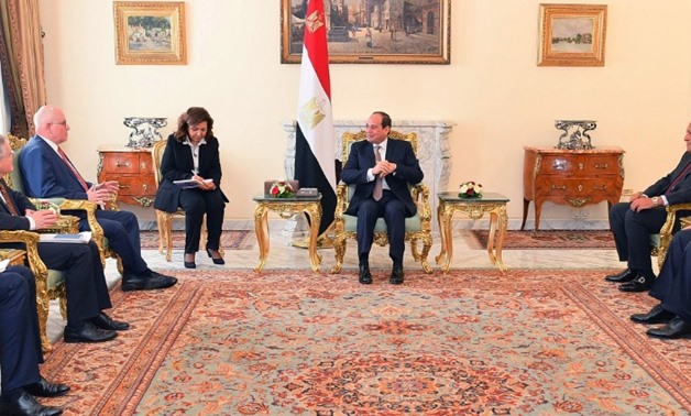 President Abdel Fatah al-Sisi's meeting with German lawmaker Volker Kauder - press photo