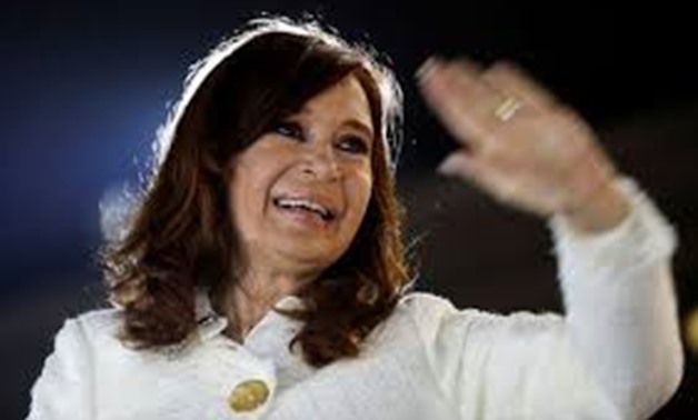 FILE PHOTO: Argentina's former President Cristina Fernandez de Kirchner waves to supporters after the presentation of her book "Sinceramente", at the Buenos Aires book fair, in Buenos Aires, Argentina May 9, 2019. REUTERS/Agustin Marcarian/File Photo
