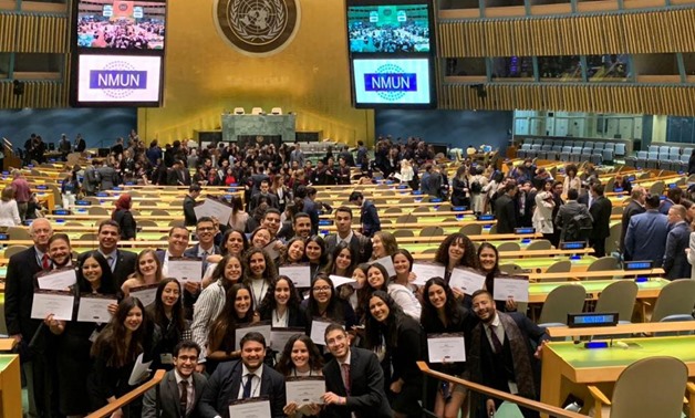 The Cairo International Model United Nations (CIMUN) delegation of The American University in Cairo (AUC) at the National Model United Nations conference recently held in New York. Photo courtesy of AUC 