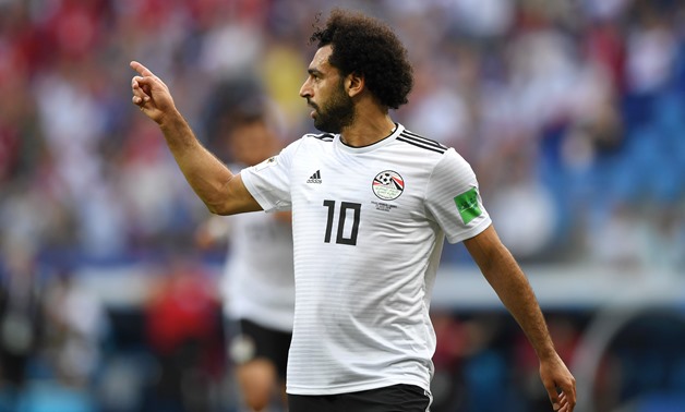 Saudi Arabia v Egypt: Mohamed Salah of Egypt celebrates after scoring