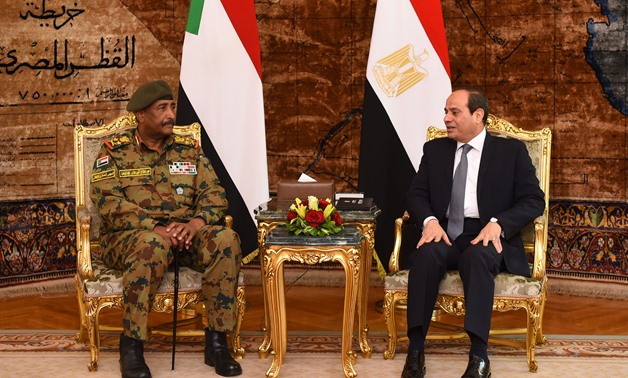 President Abdel Fatah al-Sisi meets with Sudanese Transitional Military Council Chairman Abdel Fatah al-Burhan in Cairo on Saturday, May 25, 2019- press photo