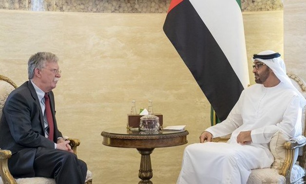 Bolton was received on Wednesday by Abu Dhabi Crown Prince Mohammed bin Zayed. (Emirates News Agency)