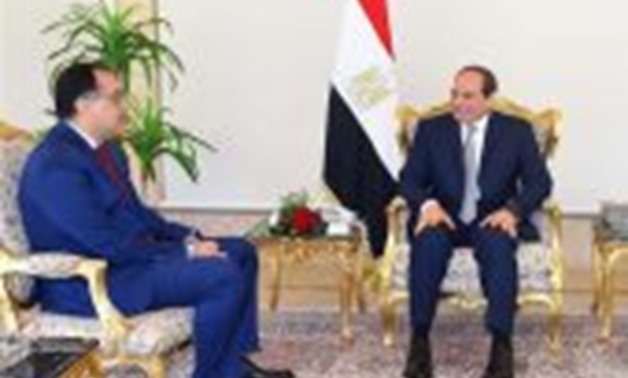 President Abdel Fatah al-Sisi with Prime Minister Mostafa Madbouli - Press Photo