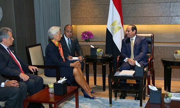 Egyptian President Abdel Fattah al-Sisi (R) meets with Managing Director of the International Monetary Fund (IMF) Christine Lagarde (File Photo) 