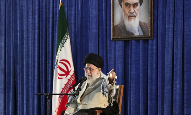 In this photoreleased by the official website of the office of the Iranian supreme leader, Supreme Leader Ayatollah Ali Khamenei speaks in a ceremony outside Tehran, Iran, Tuesday, June 4, 2019. (File/AP)