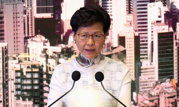 FILE PHOTO: Hong Kong Chief Executive Carrie Lam speaks at a news conference in Hong Kong, China, June 15, 2019. REUTERS/Athit Perawongmetha