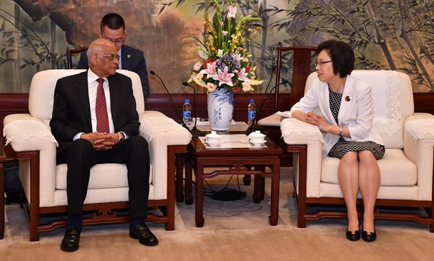 Speaker of the House of Representatives Ali Abdel Aal in a meeting with the head of the Shanghai Municipal Committee of the Communist Party of China (CPC). June 17, 2019. Press Photo 