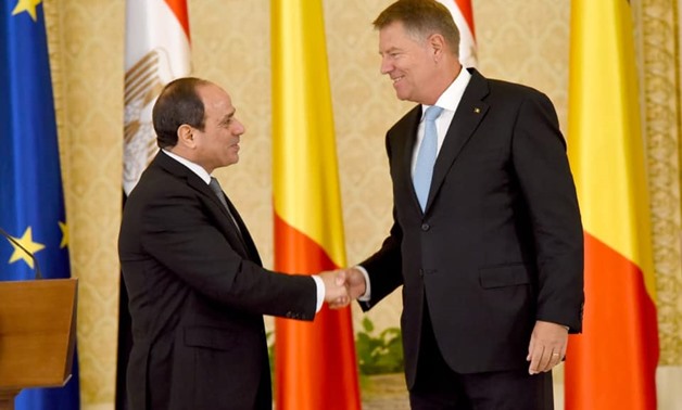 Romanian President Klaus Iohannis holds a press conference in Bucharest with Egypt's President Abdel Fatah al-Sisi - Press photo