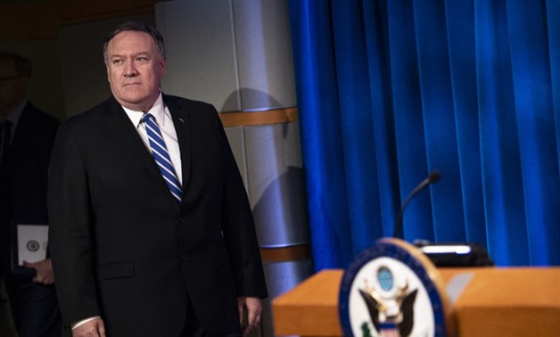 US Secretary of State Mike Pompeo arrives to deliver remarks to the media at the State Department in Washington, DC on June 13, 2019. (AFP)