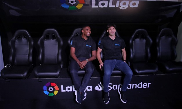 Eto’o and Morientes during the event - press photo