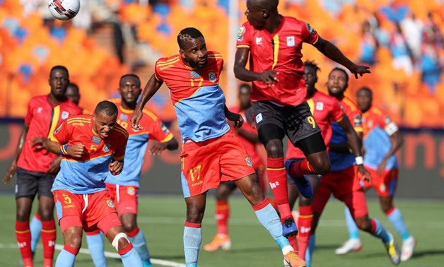 Patrick Kaddu got Uganda's first goal against Democratic Republic of Congo. REUTERS/Suhaib Salem