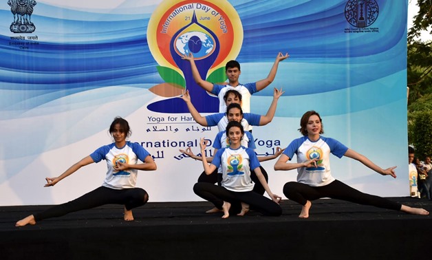 Part of the event held by the Indian Embassy in Cairo to celebrate the fifth International Day of Yoga. June 20, 2019. Press Photo