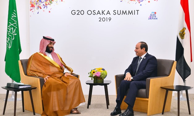 Egyptian President Abdel Fatah al-Sisi (L) and Saudi Crown Prince Mohamed bin Salman during a bilateral meeting on the sidelines of the G20 summit held in Osaka, Japan - Press photo 