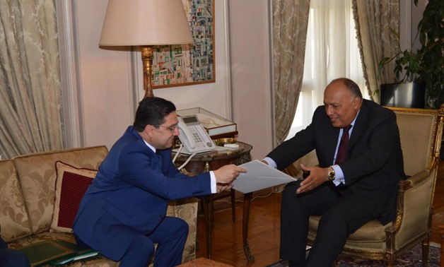 Egypt's Foreign Minister Sameh Shoukry met with his Moroccan counterpart on Monday, where he received the message sent by King Mohammed VI of Morocco to President Sisi – Press photo