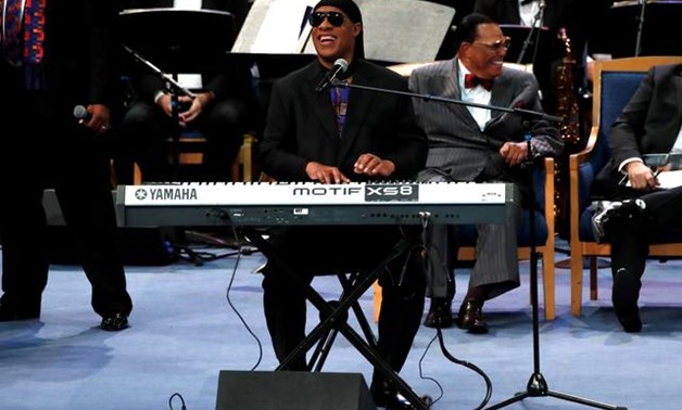 FILE PHOTO: Stevie Wonder performs at the funeral service for the late singer Aretha Franklin at the Greater Grace Temple in Detroit, Michigan, U.S., August 31, 2018. REUTERS/Mike Segar/File Photo.