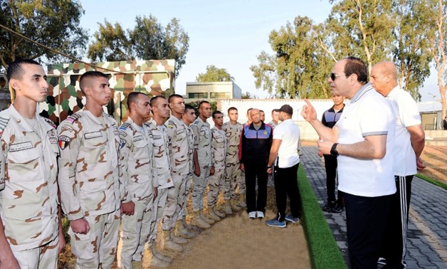President Abdel Fatah al-Sisi during his visit the Military Academy on Friday - Press Photo