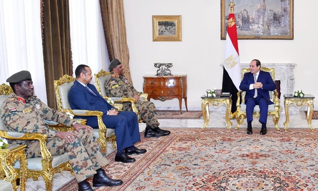 President Abdel Fatah al-Sisi receives on Wednesday Colonel General Hashem Abdel Muttalib Ahmed Babakr, Sudan's army chief of staff, and his accompanying delegation - Press photo