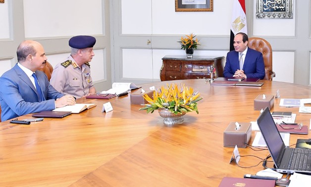 President Abdel Fattah al-Sisi meets on Wednesday with Minister of Defense Mohamed Zaki - Press photo