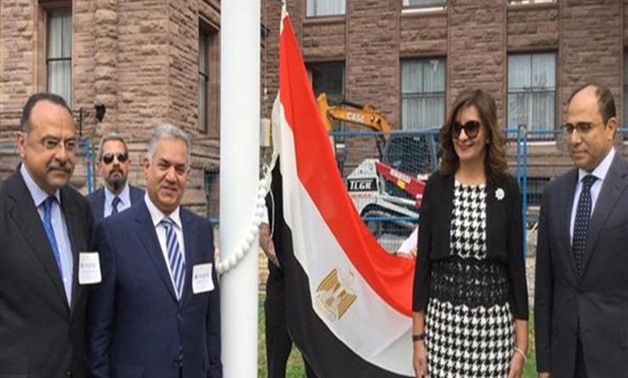 Immigration Minister Nabila Makram raised on Monday the Egyptian flag outside the building of the Legislative Assembly of Ontario in Canada for the first time on the anniversary of the July 23 revolution