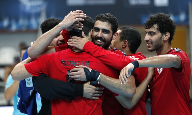 Egyptian players celebrate the late victory over Serbia, photo courtesy of the tournament’s official website 