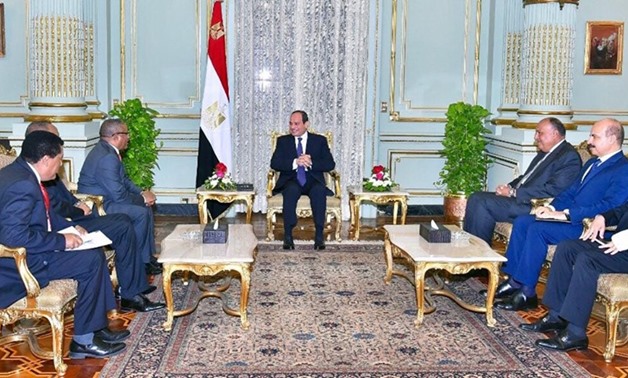 President Abdel Fattah al-Sisi meets with Ethiopia's Foreign Minister Gedu Andargatchew in Cairo, July 25th - Press photo