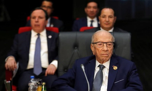 FILE PHOTO: Tunisian President Beji Caid Essebsi attends a summit between Arab league and European Union member states, in the Red Sea resort of Sharm el-Sheikh, Egypt, February 24, 2019. REUTERS/Mohamed Abd El Ghany