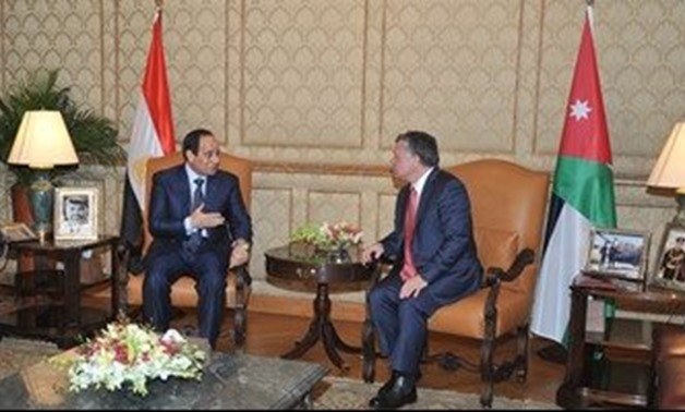 President Abdel Fatah al-Sisi will meet Jordanian King Abdullah II in Cairo Monday