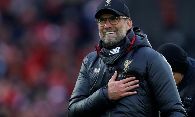 Anfield, Liverpool, Britain - March 31, 2019 Liverpool manager Juergen Klopp celebrates after the match REUTERS/Andrew Yates