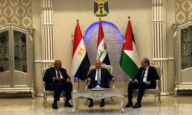 The Foreign ministers of Egypt, Iraq and Jordan stressed the importance of drying up the sources of terrorist funding during their tripartite meeting held in Baghdad, Iraq on July 4 - Press Photo