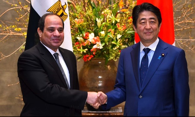 FILE- President Abdel Fattah El Sisi met with Japan's Prime Minister Shinzō Abe ON February 29, 2016 in Japan- Press photo
