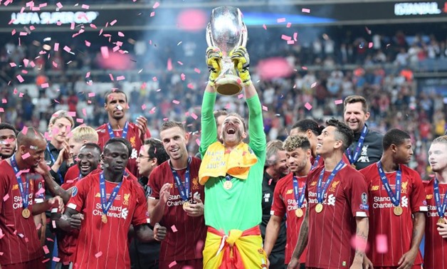Adrian celebrates UEFA Super Cup title, Photo courtesy of Liverpool FC 