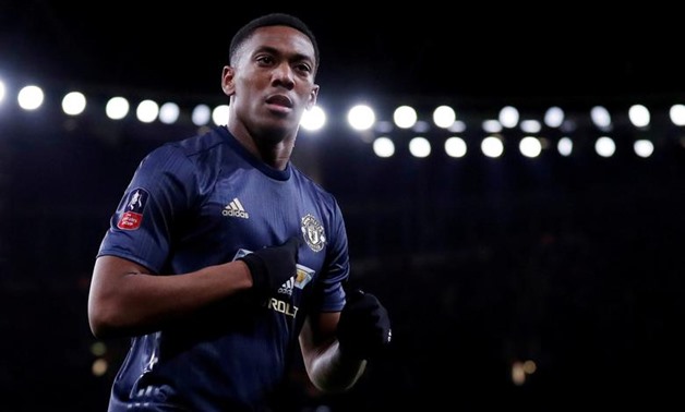 FILE PHOTO: Soccer Football - FA Cup Fourth Round - Arsenal v Manchester United - Emirates Stadium, London, Britain - January 25, 2019. Manchester United's Anthony Martial celebrates scoring their third goal. Action Images via Reuters/Matthew...MORE
