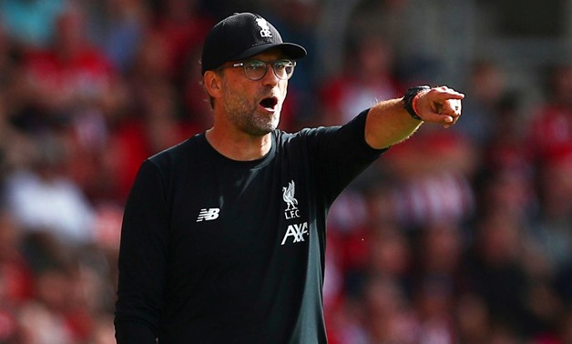 FILE PHOTO: Soccer Football - Premier League - Southampton v Liverpool - St Mary's Stadium, Southampton, Britain - August 17, 2019 Liverpool manager Juergen Klopp during the match REUTERS/Hannah McKay

