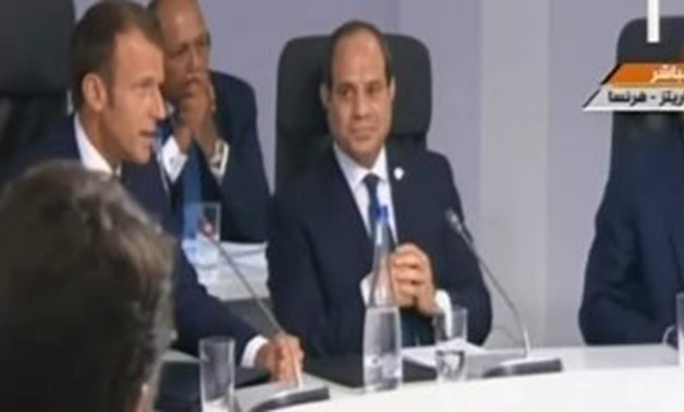 Egyptian President Abdel Fattah El Sisi with his French counterpart Emmanuel Macron - Press Photo