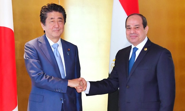 President Abdel Fatah al Sisi met on Wednesday with Japanese  Prime Minister Shinzo Abe on the sideline of the Seventh Tokyo International Conference on African Development (TICAD) - Pres Photo